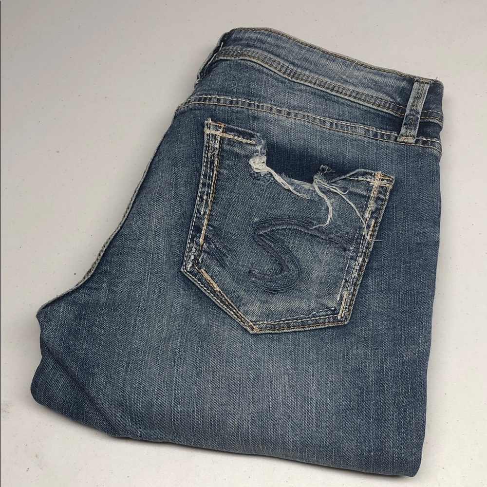 DISTRESS SILVER SUKI CROP SLIM JEANS 30x19 ⭐️